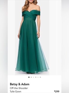 Betsy & Adam Off-the-Shoulder Teal Green Maxi Skirt